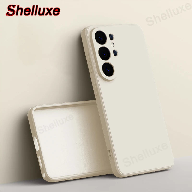 Shelluxe Square Original Liquid Silicone Case For Samsung Galaxy S26 S25 S24 S23 Ultra Plus FE S26+ Silky Feel Soft Phone Cover