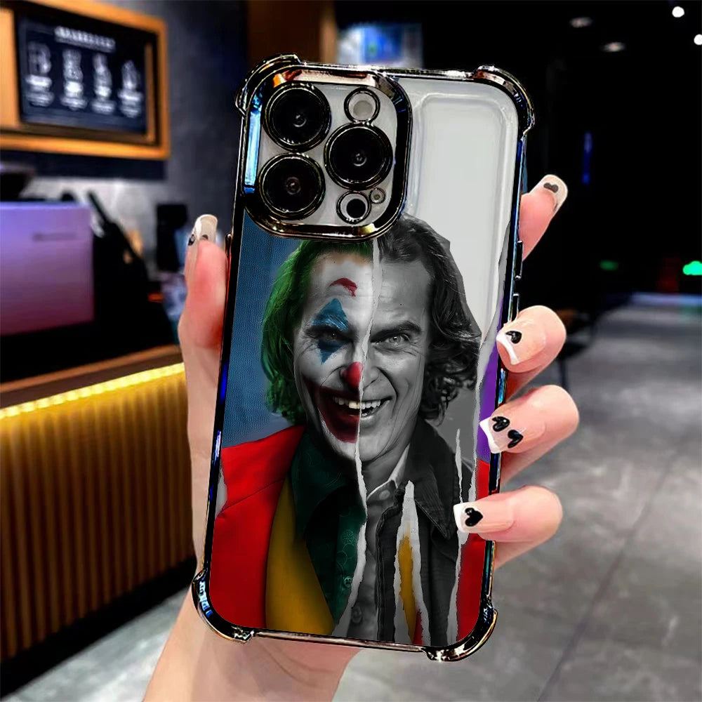 Cool Crazy j-jokers Plating Phone Case For iPhone 17 16e 16 15 14 13 12 11 Pro Max XR XSMax 7 8 Mini Air Plus Anti-Fall Airabag