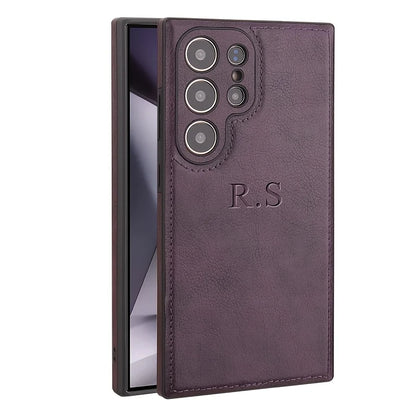 Personalised Customized Initials Name Case For Samsung Galaxy S22 S23 S24 S25 Ultra Soft Luxury Classic Leather Cover S24 S25
