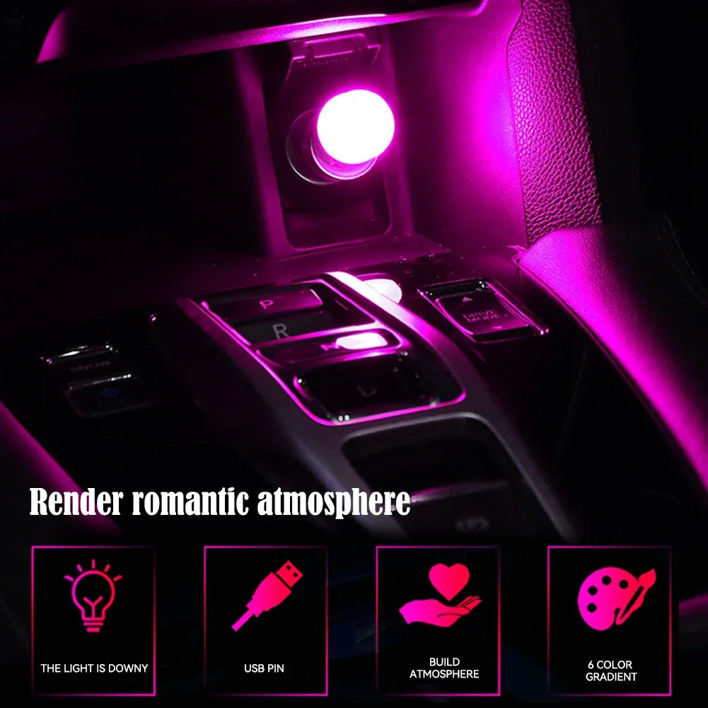 USB Touch Car Atmosphere Light LED Interior Ambient Decorations Lights Auto Reading Lamp Colorful Decorative Lamp Accessories