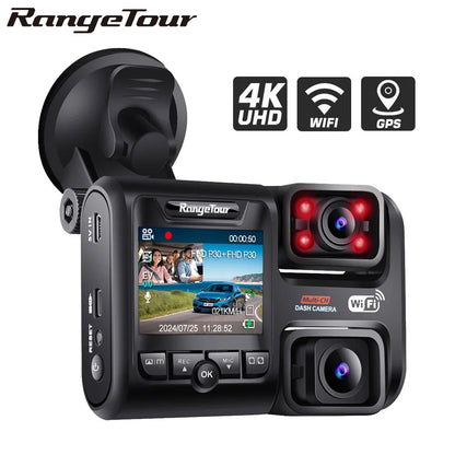 4K 2160P WIFI GPS Logger Dual Lens Car DVR Novatek 96663 Chip Super Night Vision Image Sensor Dual Camera Dash Cam Recorder D30H