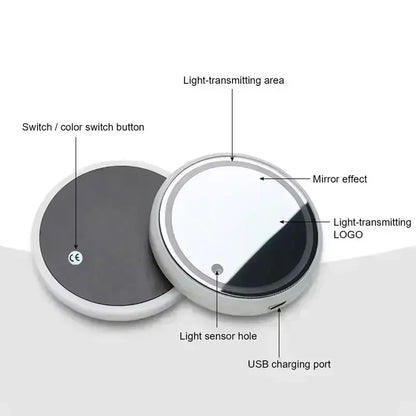 1/2pc Colorful Car Luminous Water Cup Pad LED Car Interior Breathing Night Light Central Control Car Anti-skid Pad Ambient Light