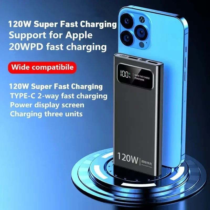 Lenovo CCC 500000mAh 120W Power Bank For Xiaomi Large Capacity Super Fast Charging Battery Digital Display Power Bank For iPhone