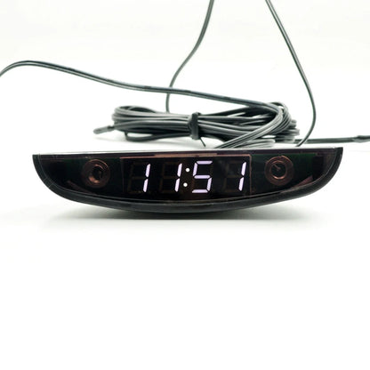 White Red Blue Green 12-24V Moon Type Thermometer Voltmeter Clock LED Display Car Dashboard Clock Dual Temperature Sensor