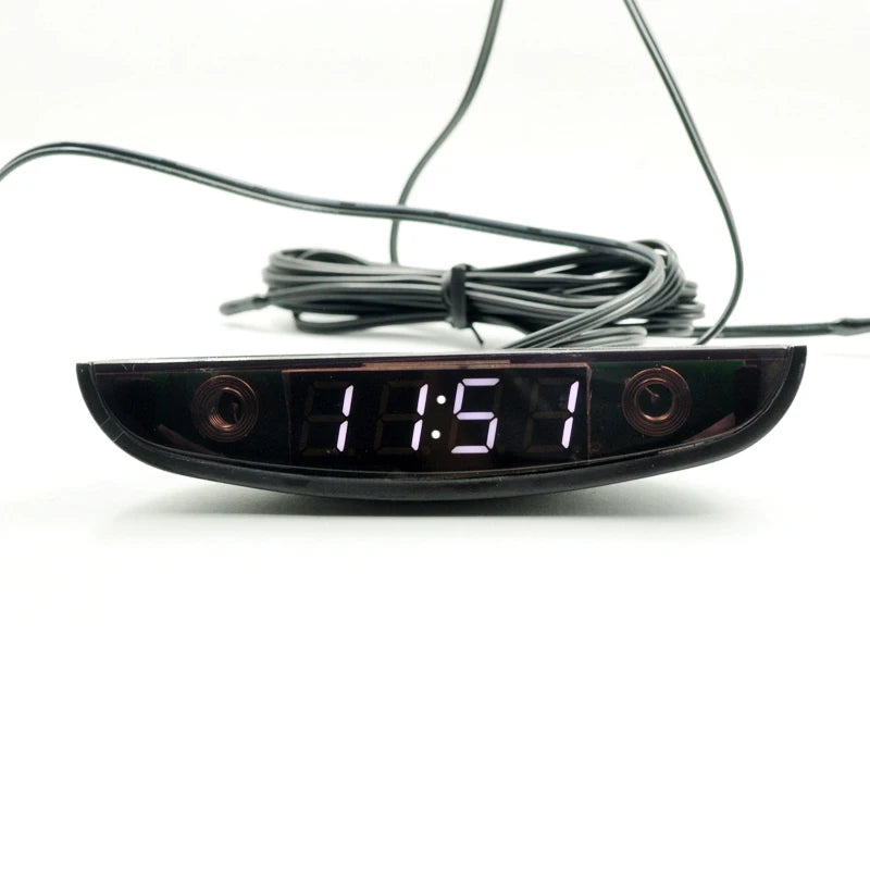 White Red Blue Green 12-24V Moon Type Thermometer Voltmeter Clock LED Display Car Dashboard Clock Dual Temperature Sensor
