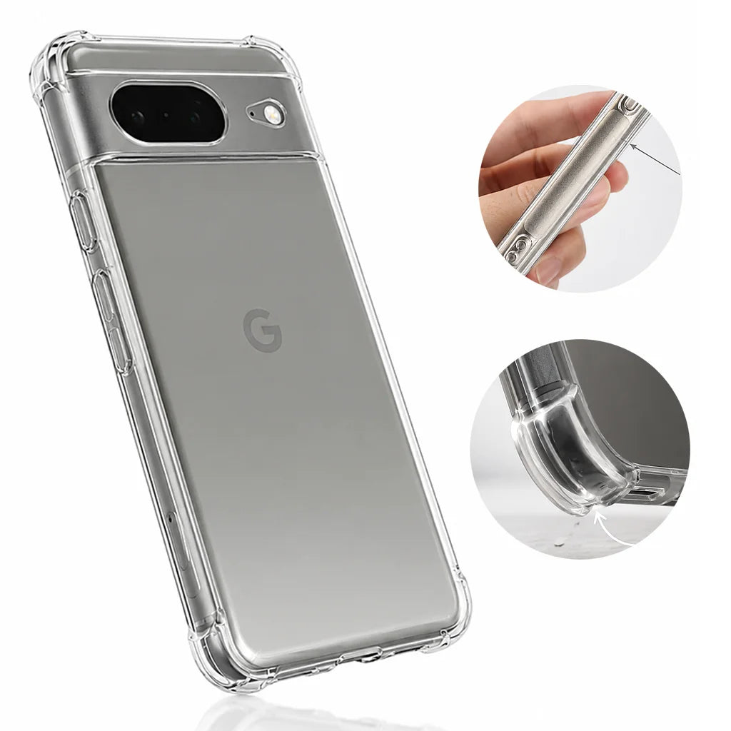 Non-slip Transparent  Case For Google Pixel 11 10 9 8 7 6 Pro XL A 4G 5G Clear Shockproof Soft Cover