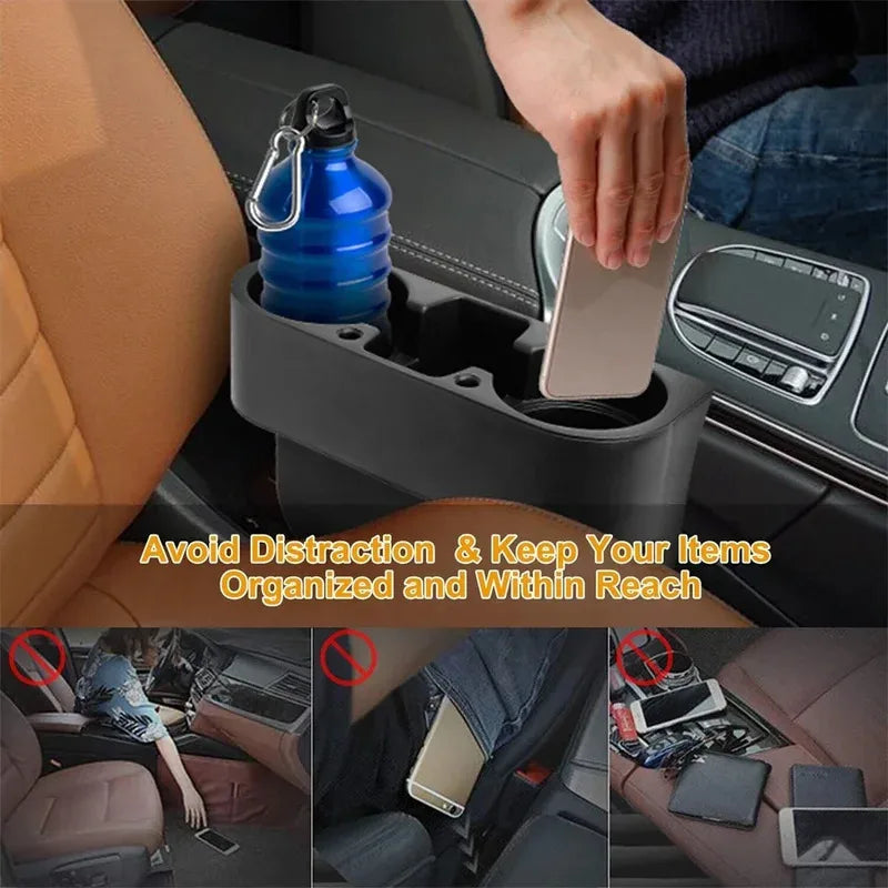 Car Cup Holder Seat Gap Organizer Storage Middle Box Auto Water Double Both Cup Drink Bottle Can Phone Keys Storage Holder Stand