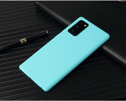 For Samsung Galaxy S20 S20 Ultra S9 S10 lite S10e Note 8 9 10 Plus A10 A20 A50 A70 M10 M20 Solid Color Silicone Cover Case