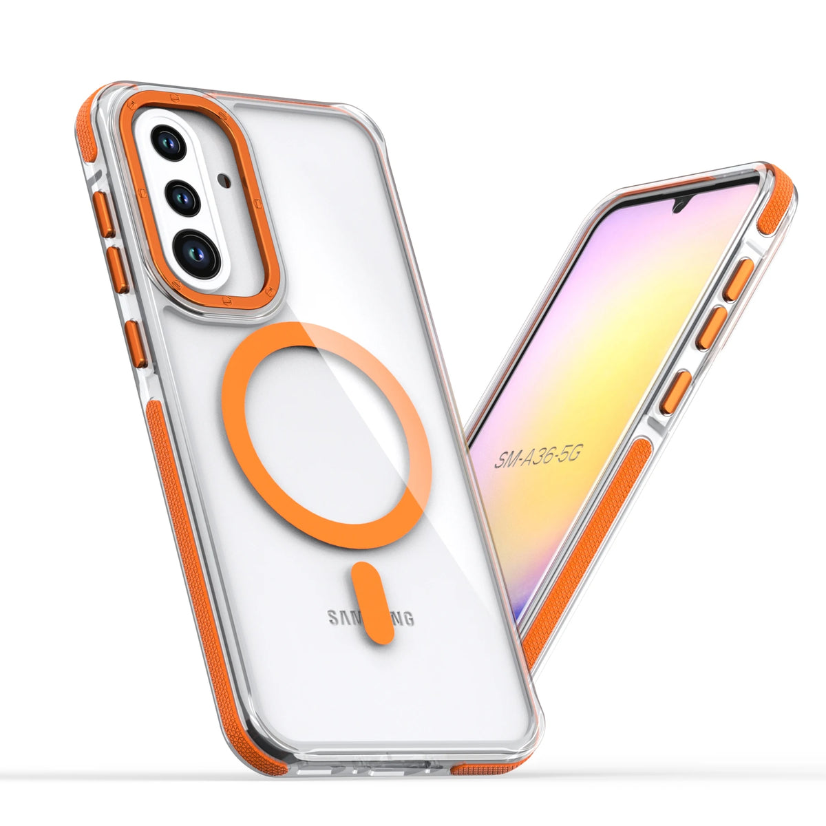 Magnetic Clear Case for Samsung Galaxy A57 A37 A56 A55 A54 A53 A36 A35 A26 A16 A17 A07 A06 4G 5G Metal Lens For MagSafe Cover