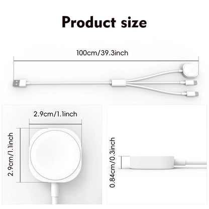 3 in 1  Magnetic Watch Charger Phone Charging Cable for iWatch 11 S10 SE Ultra & AirPods Pro 3 Dual Type C Fast Charging Station