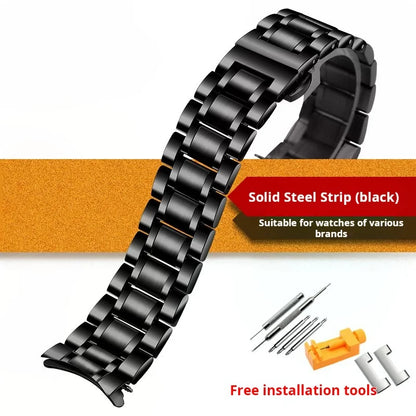 Curved Solid stainless steel strap men women Universal Metal chain 18 19 20mm 21mm 22mm 23mm 24mm rose gold watch band bracelet