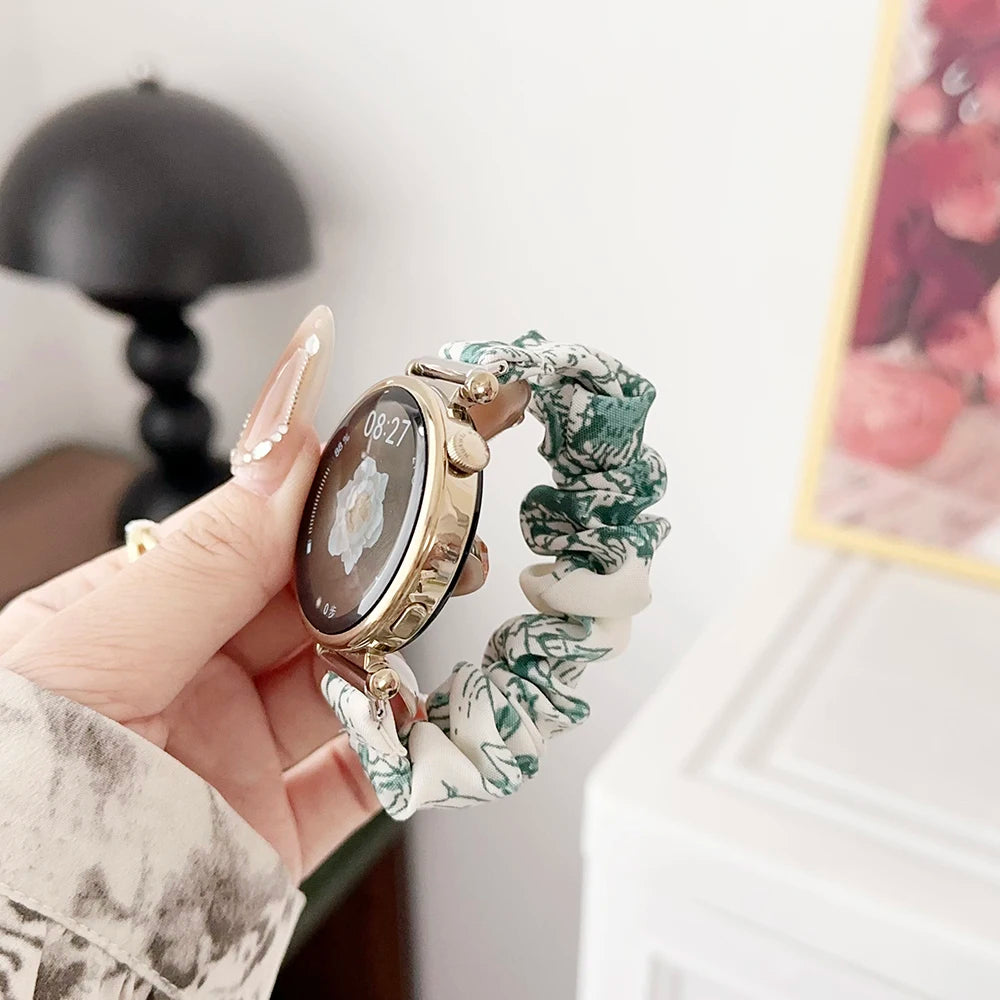 18mm Watch Band Dressy Printed Fabric Strap Bracelet for Women Huawei GT5/ Amazfit GTS2/ Garmin Venu 2S 3S Smartwatch 20mm 22mm