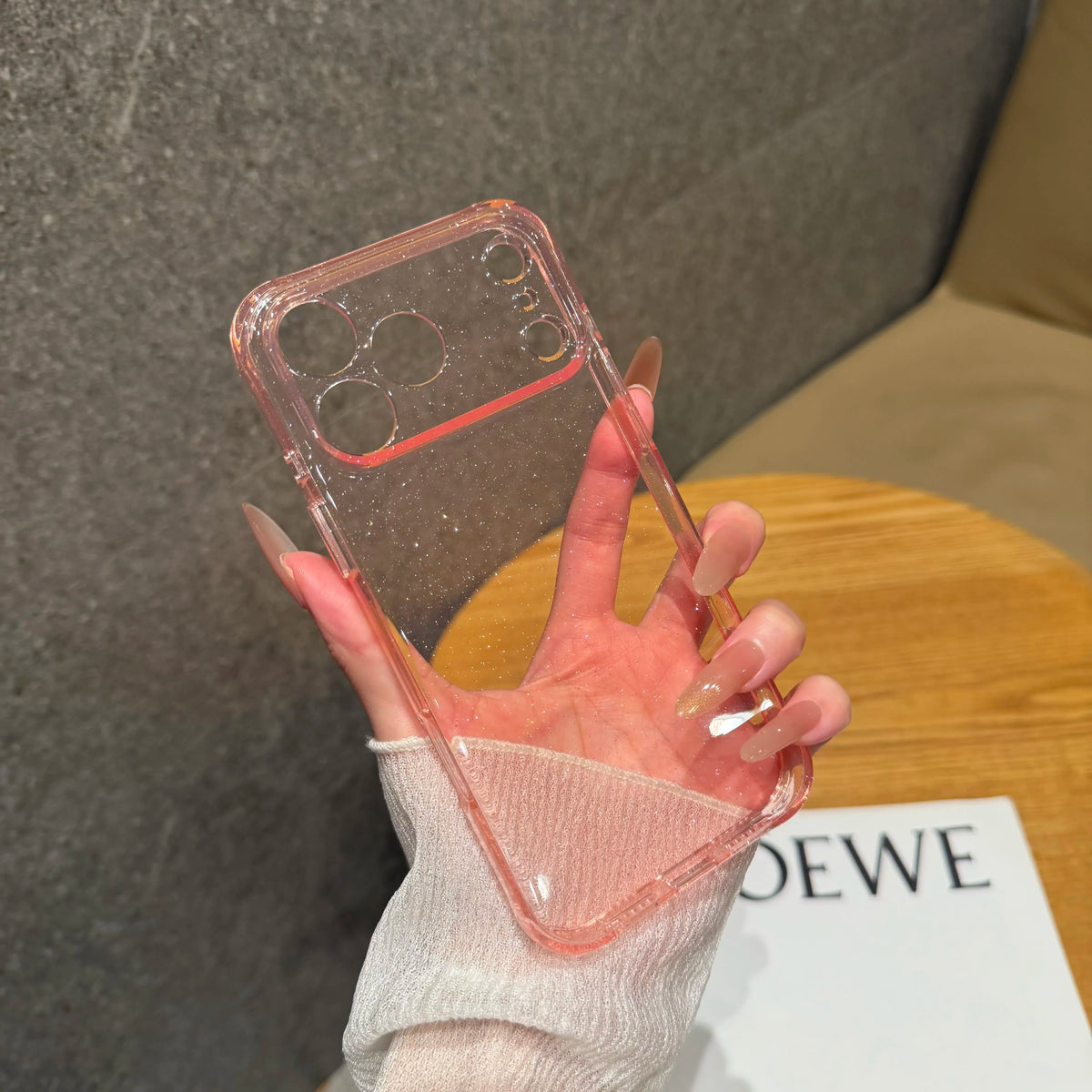 Bling Glitter PC TPU Hybrid Case for Apple iPhone 18 17 16 15 Pro Max Hard Clear Transparent Lens Protection Soft Bumper Cover