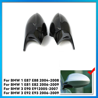 Carbon Fiber Glossy black Side Mirror Cover Replacement for BMW E90 E91 E92 E93 E81 E87 E82 E88 3 Series and 1 Series Wing Cover