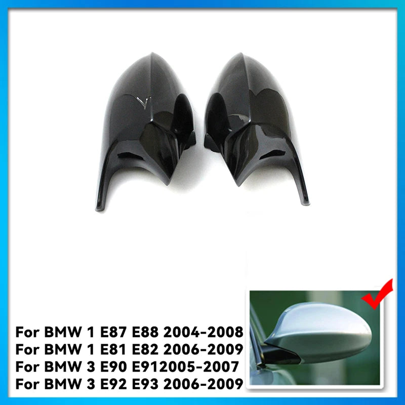 Carbon Fiber Glossy black Side Mirror Cover Replacement for BMW E90 E91 E92 E93 E81 E87 E82 E88 3 Series and 1 Series Wing Cover