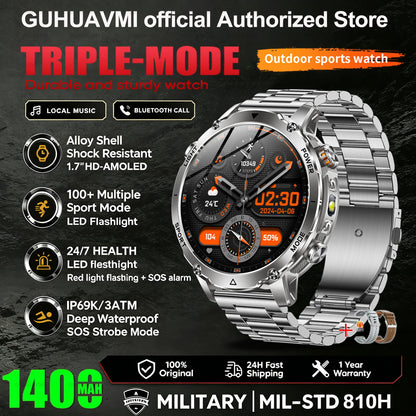 2026 New Smart Watch Bluetooth Call 1400mAh Large Battery Sport Heart Rate 1.7" Military Outdoor Men Smartwatch For Android IOS