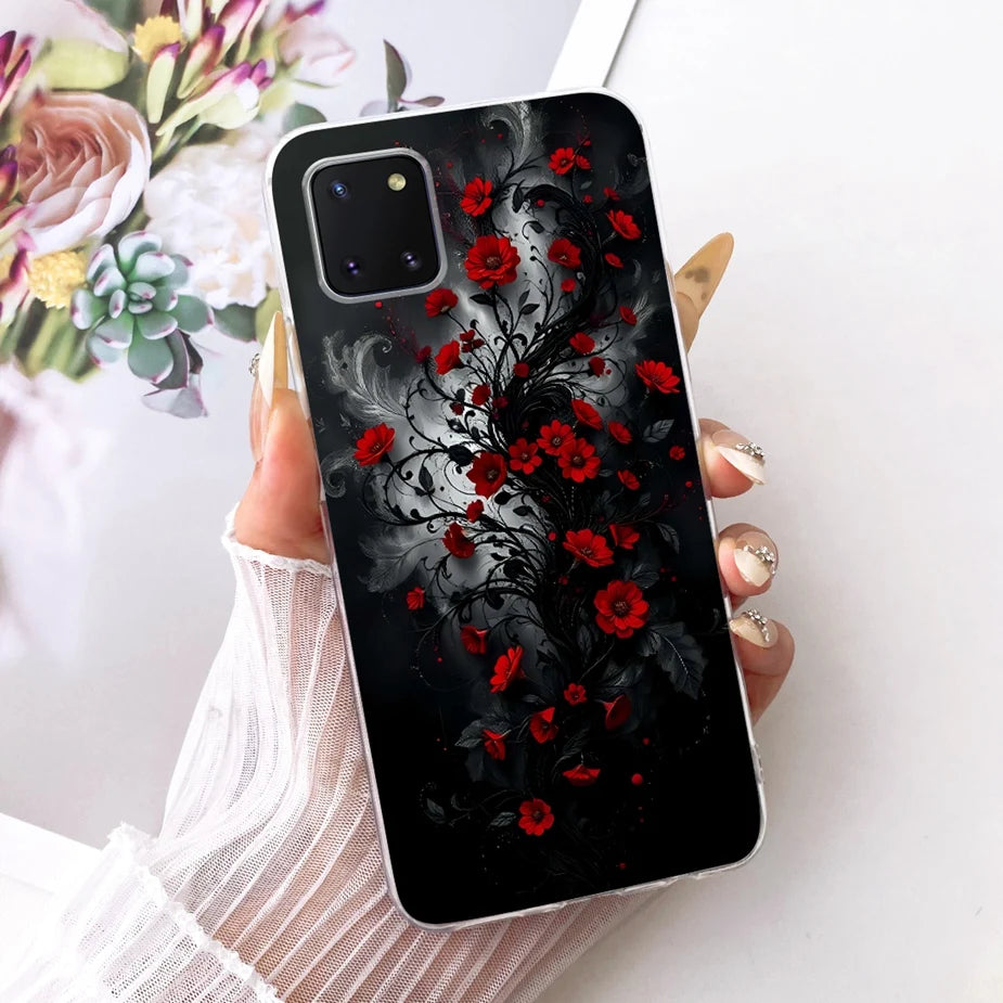 For Samsung Galaxy Note 10 Lite Case SM-N770F Luxury Flowers Painted Cover Soft Silicone Case For Samsung S10 Lite SM-G770F Bags