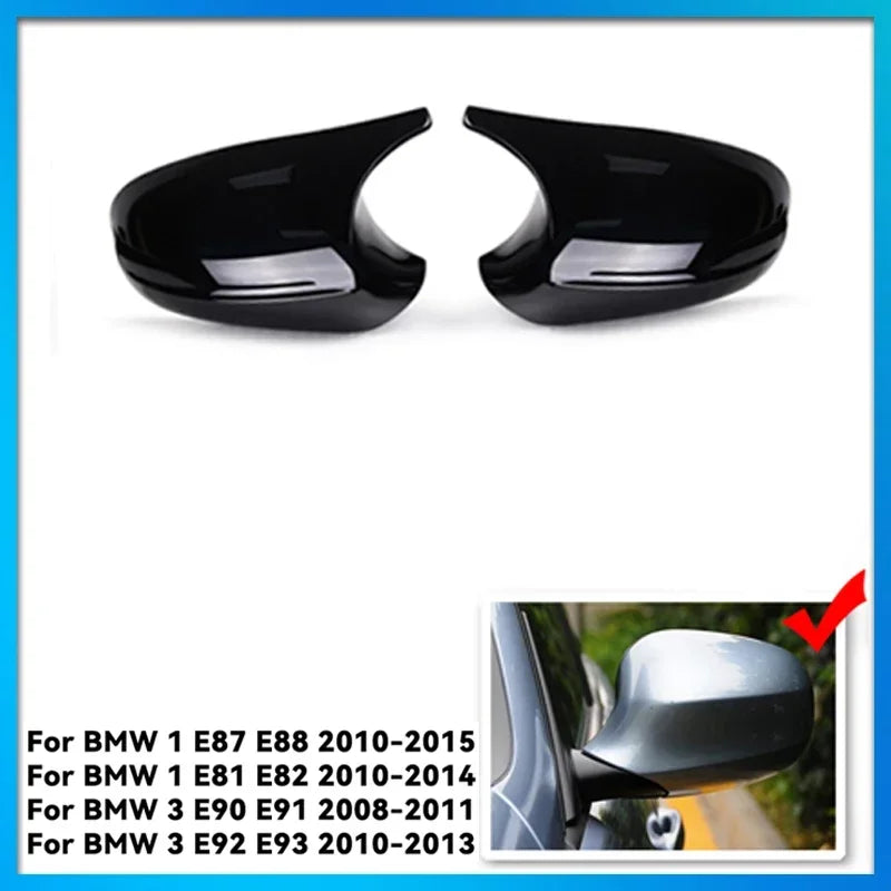 Carbon Fiber Glossy black Side Mirror Cover Replacement for BMW E90 E91 E92 E93 E81 E87 E82 E88 3 Series and 1 Series Wing Cover
