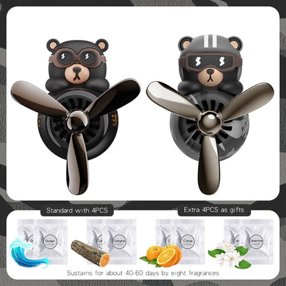 Rotating Propeller Plane pilot bear car air fresheners vent clip ornament decorations accessories perfume fragrance diffuser men