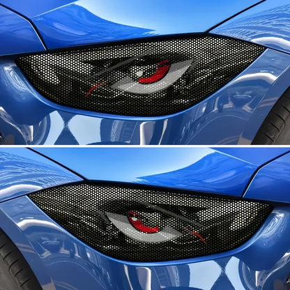 2 pack car headlight sticker grid eye decal, durable lampshade decorative sticker, suitable for car headlights and tail lights,