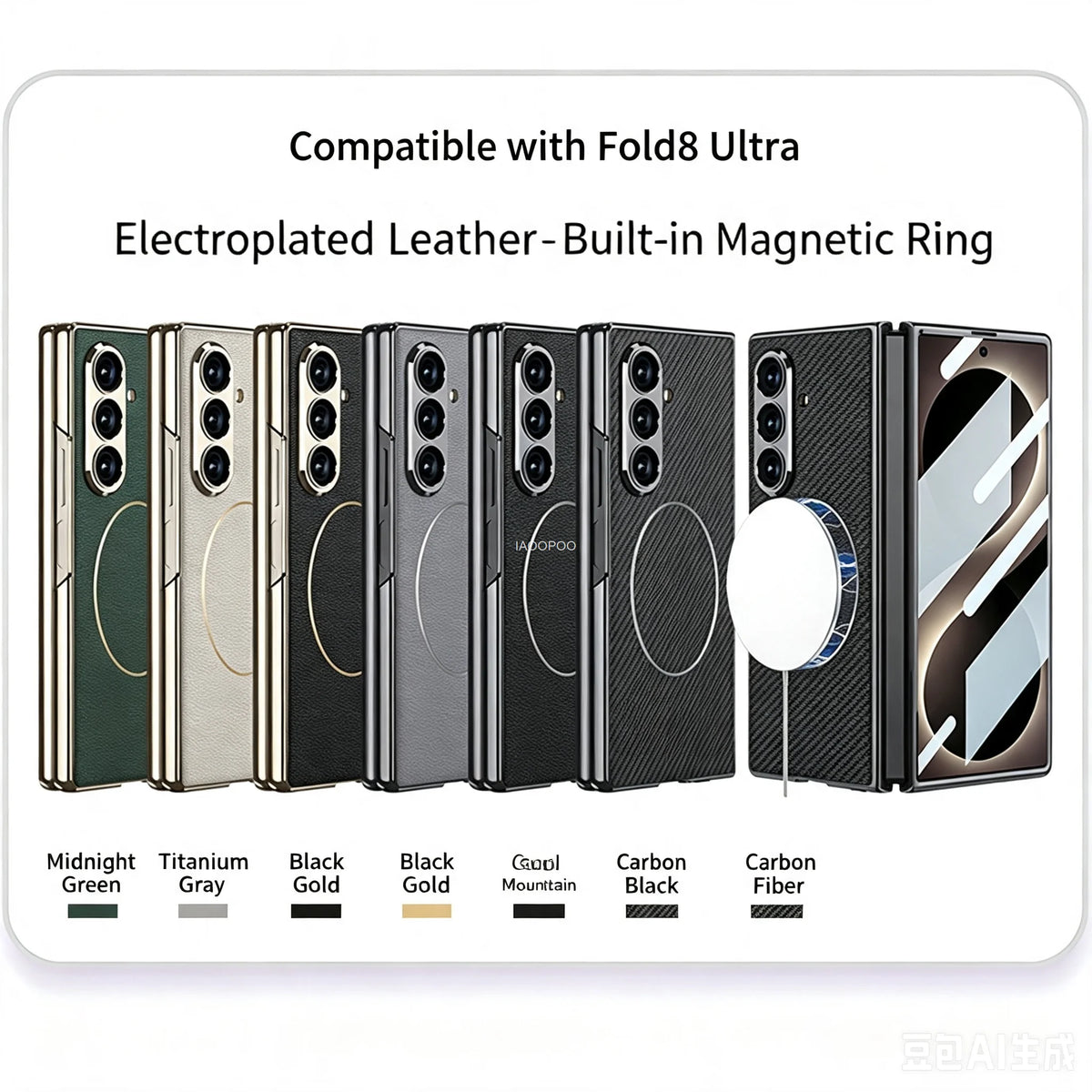 Electroplated Hard PC Leather Back Cover Case for Samsung Galaxy Z Fold 8 Ultra Fold 7 with Glass Screen Film