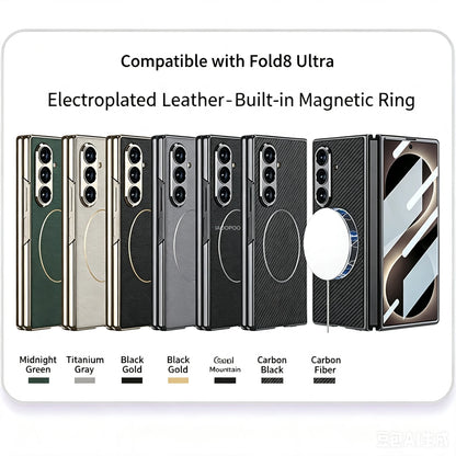 Electroplated Hard PC Leather Back Cover Case for Samsung Galaxy Z Fold 8 Ultra Fold 7 with Glass Screen Film