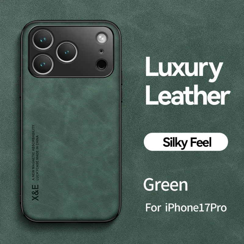Magnetic Leather Case For iPhone 17 Pro Max Air iPhone17ProMax Air 5G Shockproof Silicone Soft Case Cover