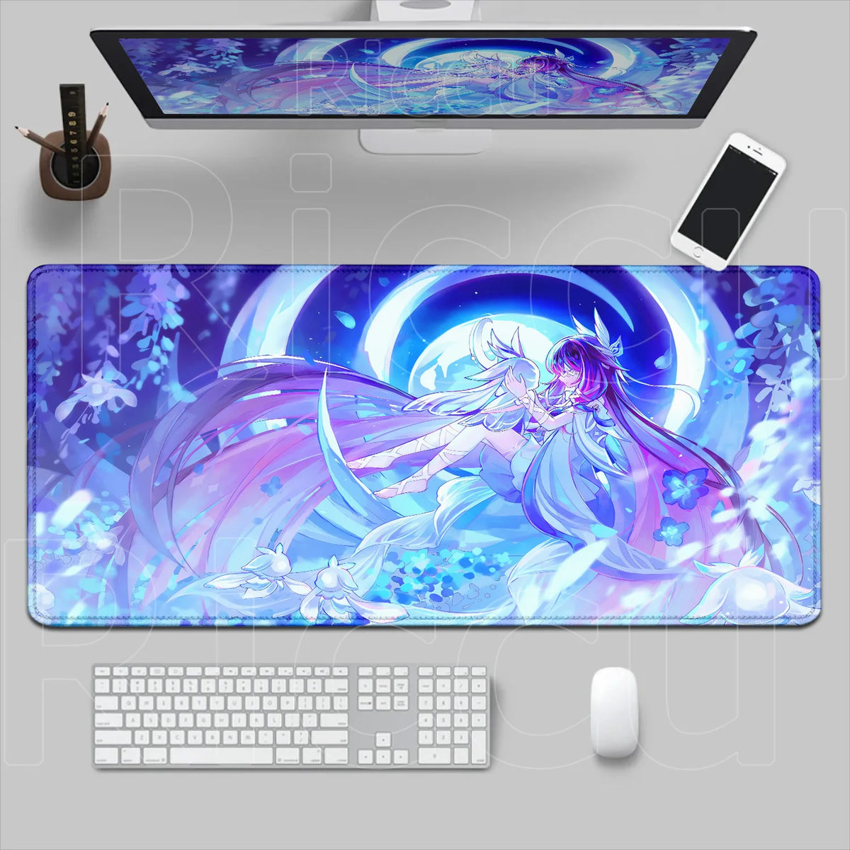 Kawaii Genshin Impact Columbina Mouse Pad Gaming Locking Animal Edge Big Computer Game Large Rubber Art Mousepad Laptop Desk Mat