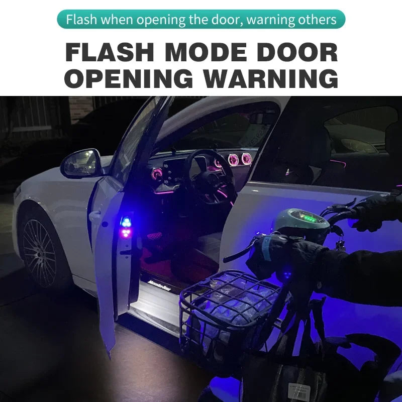 1/2Pcs Car LED Door Lights Welcome Light Magnetic Control Auto Open Door Safe Emergency Signal Lamp Car Decoration Light