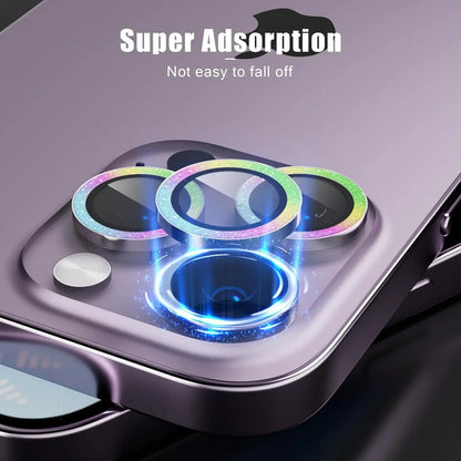 For IPhone 16 17/iPhone 16 Plus Camera Lens Protector Bling, [Glitter Decoration] Ultra-HD Tempered Glass Cover, Metal