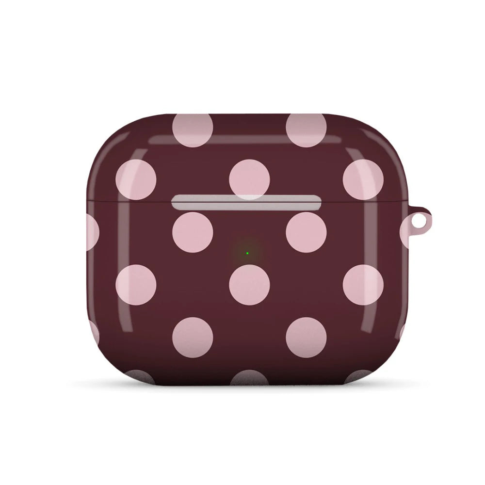 Couture Brown Burgundy Shockproof Protective Glossy HD Hard PC Cover Case For AirPods Earphone 1 2 3 Pro Pro2 With Metal Hook