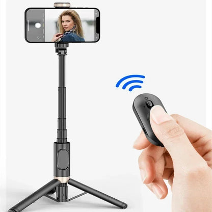 Foldable Bluetooth Selfie Stick Wireless Tripod with Shutter Monopod for iPhone 15 14 Samsung S24 S23 Live Photography Video