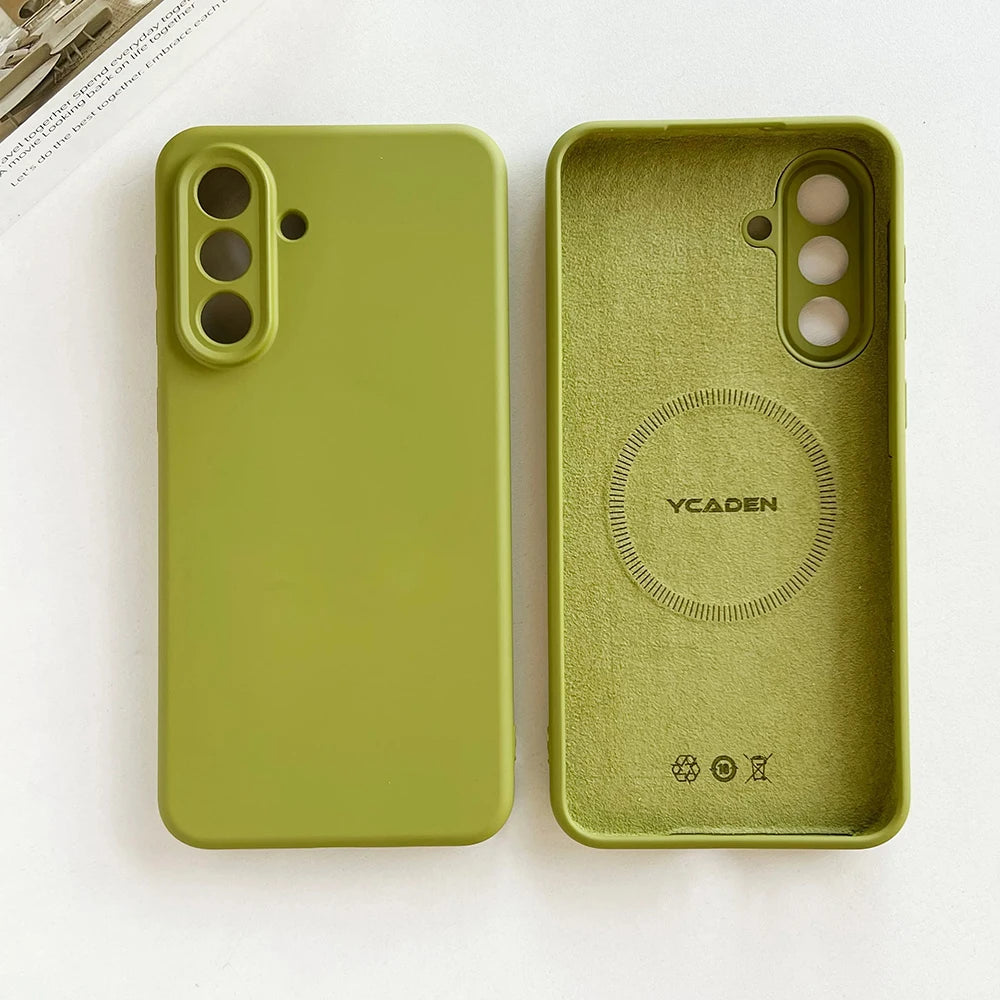 Original Liquid Silicone Magnetic Case For Samsung Galaxy S26 S25 S24 S 26 Ultra Plus S26Ultra Cases Wireless Charge Soft Cover