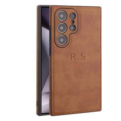 Personalised Customized Initials Name Case For Samsung Galaxy S22 S23 S24 S25 Ultra Soft Luxury Classic Leather Cover S24 S25