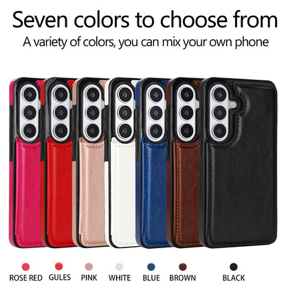 Wallet Double Button Flip Leather Case For Samsung Galaxy S26 Ultra S25 Edge S24 FE S23 A15 A16 A17 A26 A35 A36 A53 A54 A55 A56