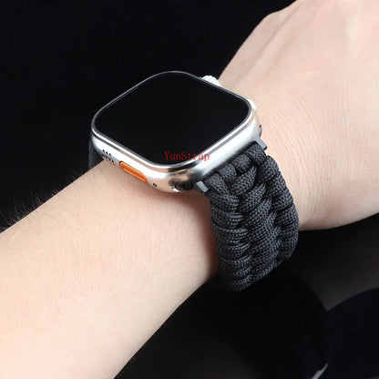 Outdoor Woven Nylon Band for Apple Watch 49mm 46mm 45mm 44mm 42mm 41mm 40mm Strap iWatch Ultra 2 SE 10 9 8 7 6 5 4 3 Bracelet