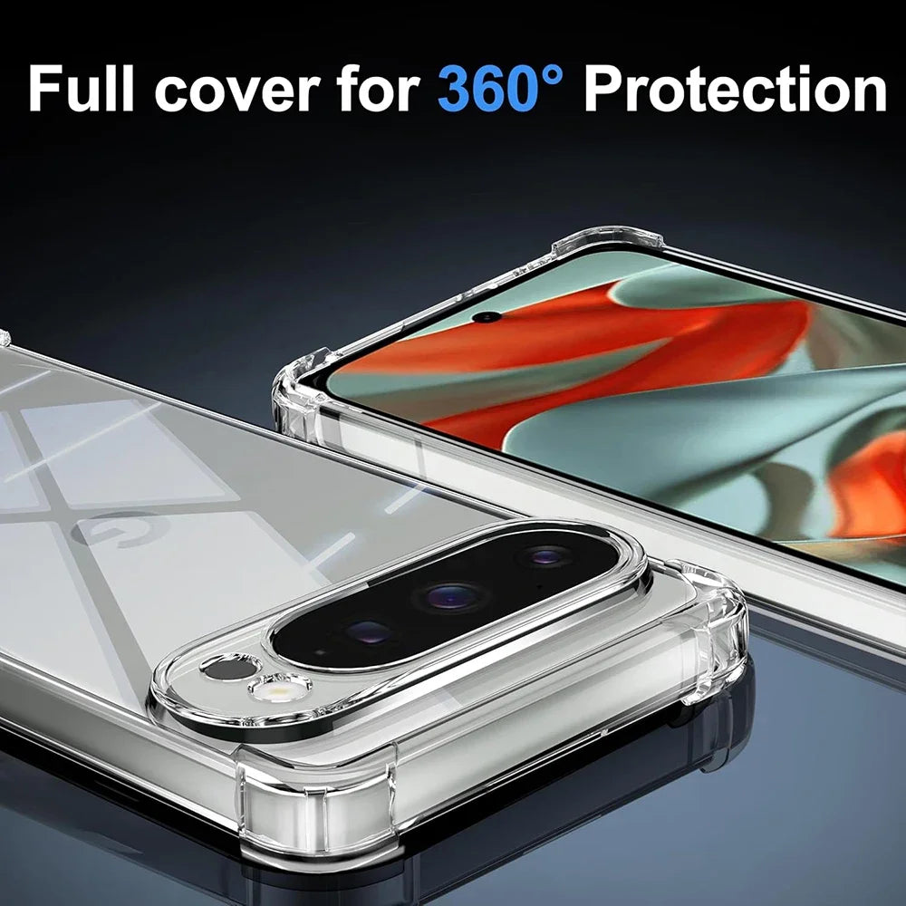 For Google Pixel 11 10 9 8 7 6 Pro XL 10a 9a 8a 7a 6a Transparent Shockproof Silicone Clear Case Airbag Back Cover