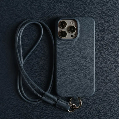 Luxury Cowhide Genuine Leather Case For iPhone 16 Pro Max 15Pro 11 13 12pro 14Pro 14 Strap Crossbody Lanyard Phone Cover Coque