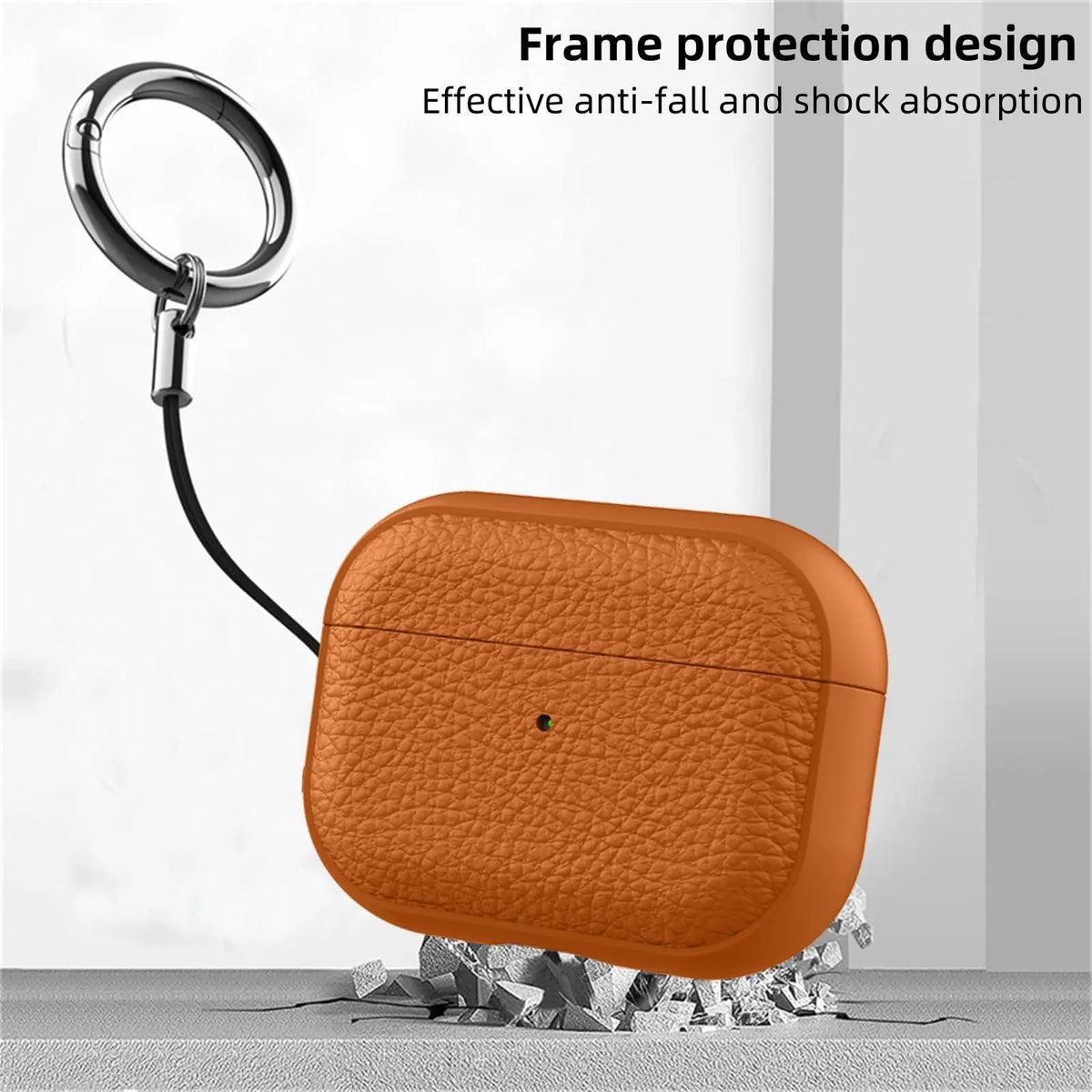 For AirPods 5/4/Pro 3 Leather Pattern TPU Earphone Accessories Full Protective Case with Keychain for AirPods 5/4/Pro 3/Pro 2