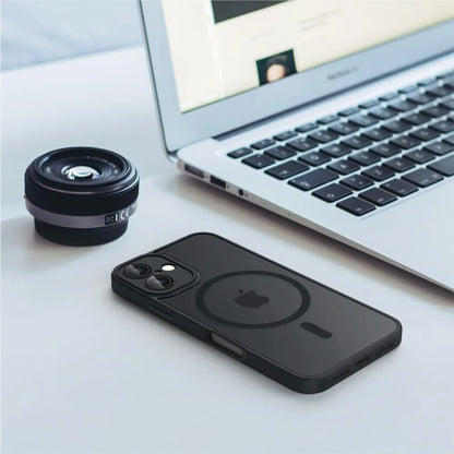 Luxury Magnetic Matte Translucent Shockproof Case For iPhone 11 12 13 14 15 16 Plus 17 Pro Max For Magsafe Wireless Charge Cover