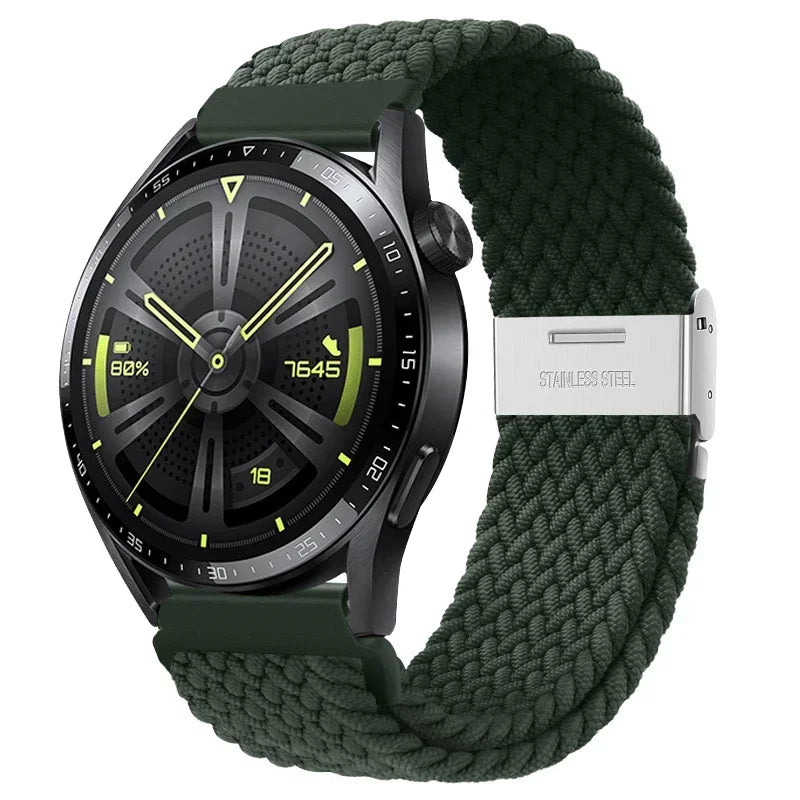 20 22mm Strap for Samsung Galaxy Watch 7 6 5 4 Band 40/44mm 5Pro Active 2 Gear S3 Braided Elastic Bracelet for Huawei GT2/3 4Pro