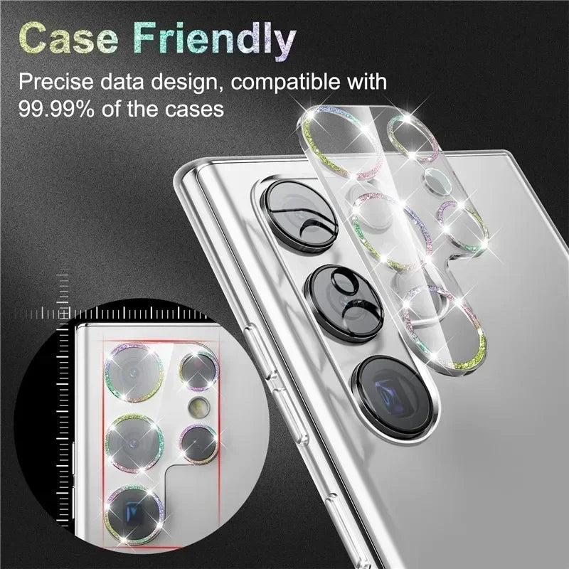 Glitter Camera Lens Protector For Samsung Galaxy S26 S25 S24 S23 Plus Ultra Full Cover Protection Clear Glass Scratch Resistant