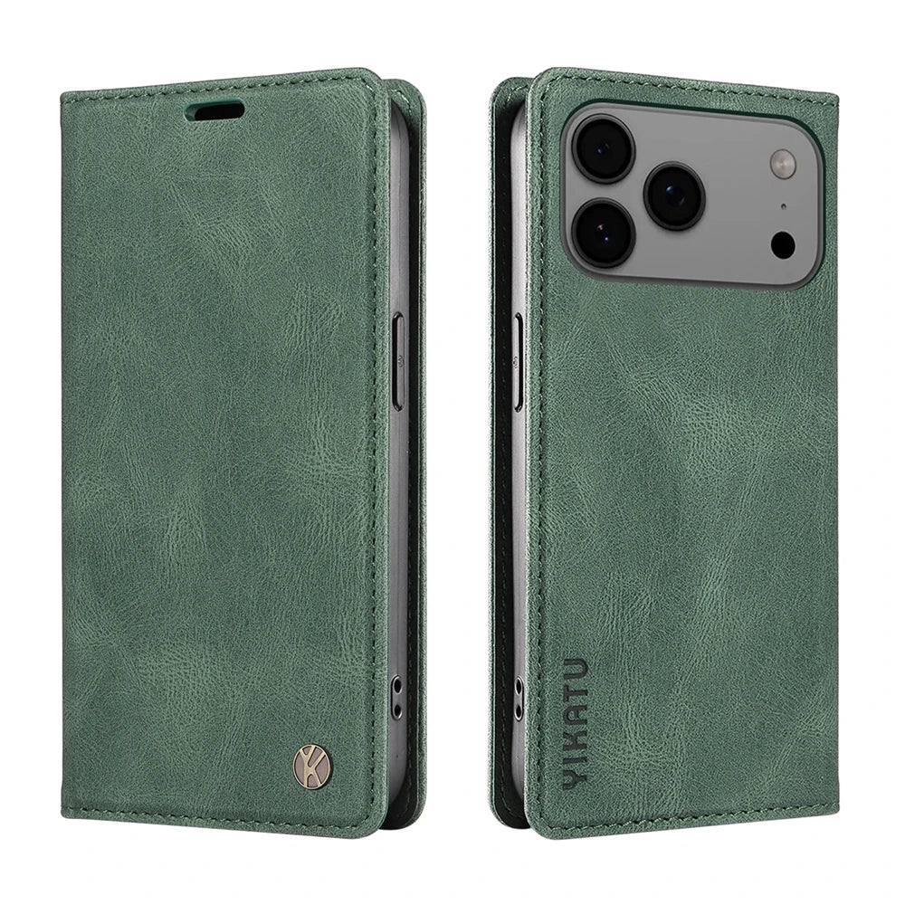 Magnetic Leather Wallet Flip Cover For Apple Iphone 17 16 16E 15 14 13 12 11 XS XR Air Plus Pro Max ProMax Mini | Premium Case