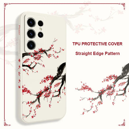 Cold Plum Snow Phone Case For Samsung Galaxy S25 S24 S23 S22 S21 S20 S10 S10E Ultra Plus FE Note 20 Ultra Plus Cover
