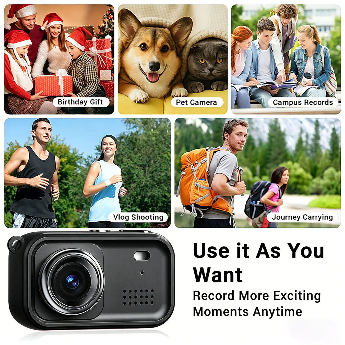 1080P Mini Thumb Camera 1.47 Inch Screen Camera Vlogging Portable Pocket Camera For Journey Carrying And Pet Camera