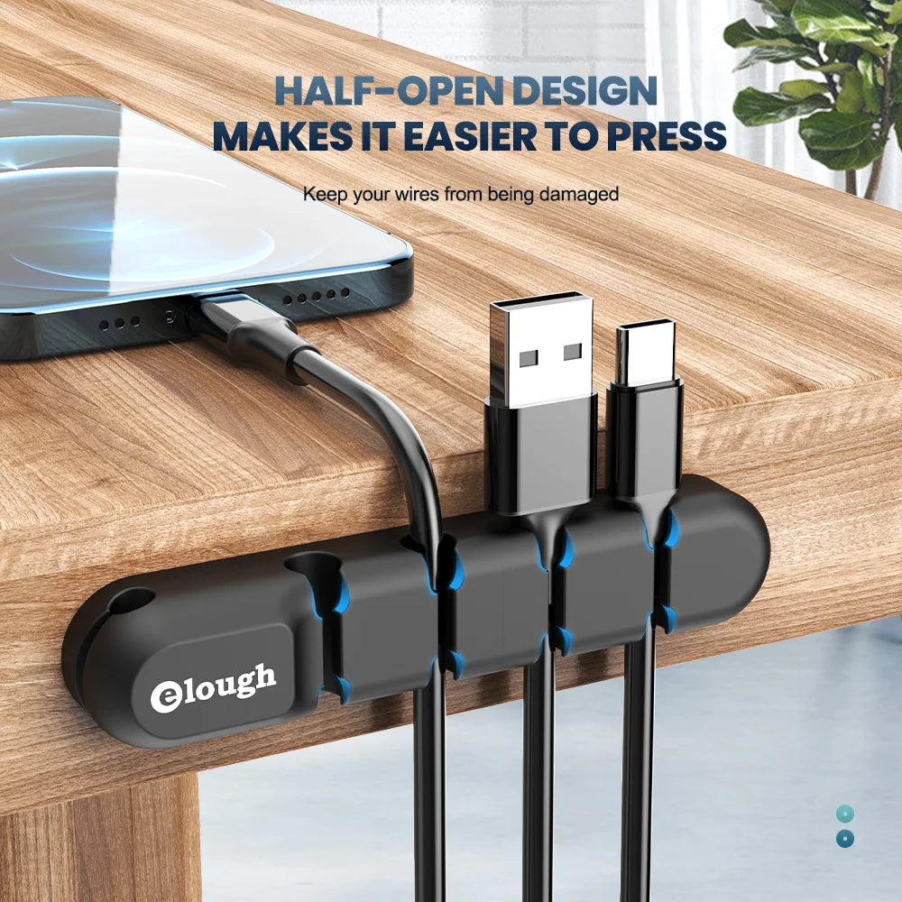 Elough Cable Organizer 7 Clip Cable Management Tidy Silicone Winder Wire Holder Arrangement For Mouse Earphone Protector