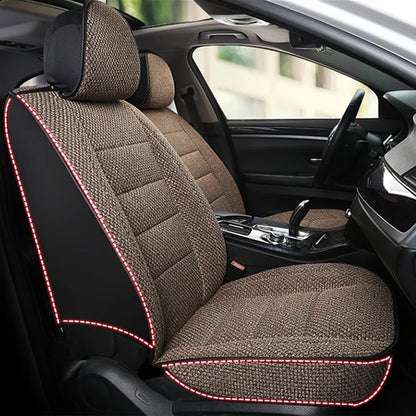 Four Season Universal Car Seat Cover Linen Fabric Front Single Seat Cushion Auto Suv Truck Van All-inclusive Protector Cover