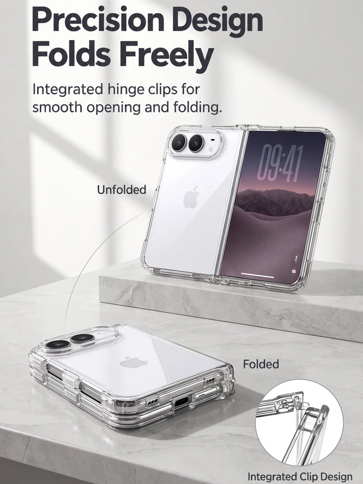 KEYSION Crystal Transparent Fold Phone Case for iPhone Duo HD Clear Soft TPU+Acrylic Shockproof Back Cover for iPhone Duo 2026