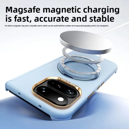 Magnetic Shockproof Skin-Feel Cute Phone Case For Google Pixel 11 Pro Fold With 360 Rotating Bracket Metal Lens protect Cover