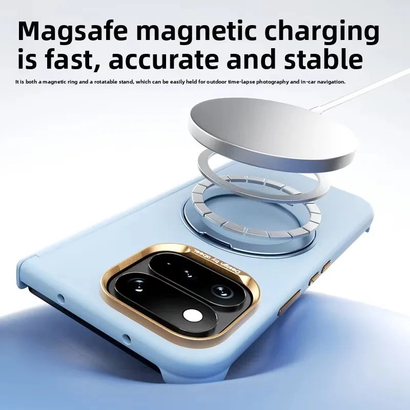 Magnetic Shockproof Skin-Feel Cute Phone Case For Google Pixel 11 Pro Fold With 360 Rotating Bracket Metal Lens protect Cover
